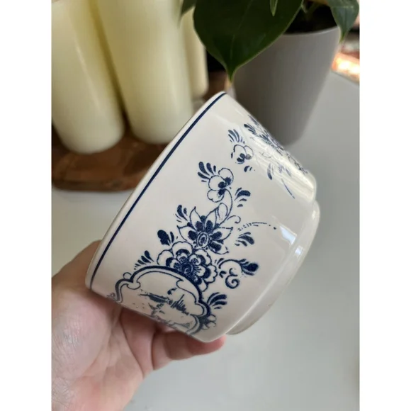 Delft Blue Bowl Small Hand Painted Holland Boats Windmill Scene 5in Vintage - Picture 3 of 6